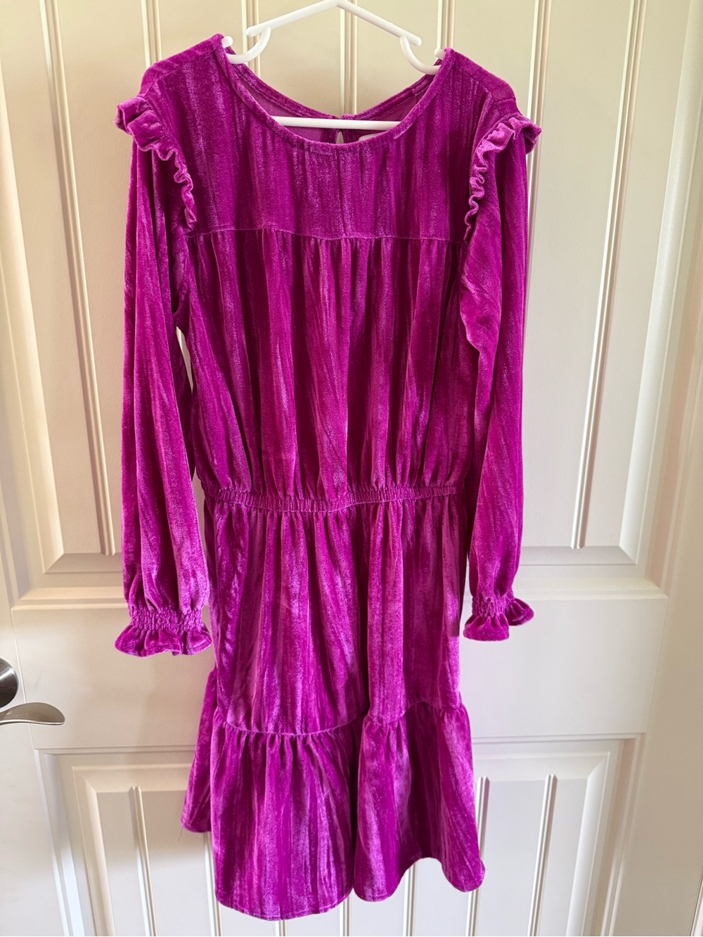 Girls' Fuchsia Velvet Long-Sleeve Dress size M (7/8)